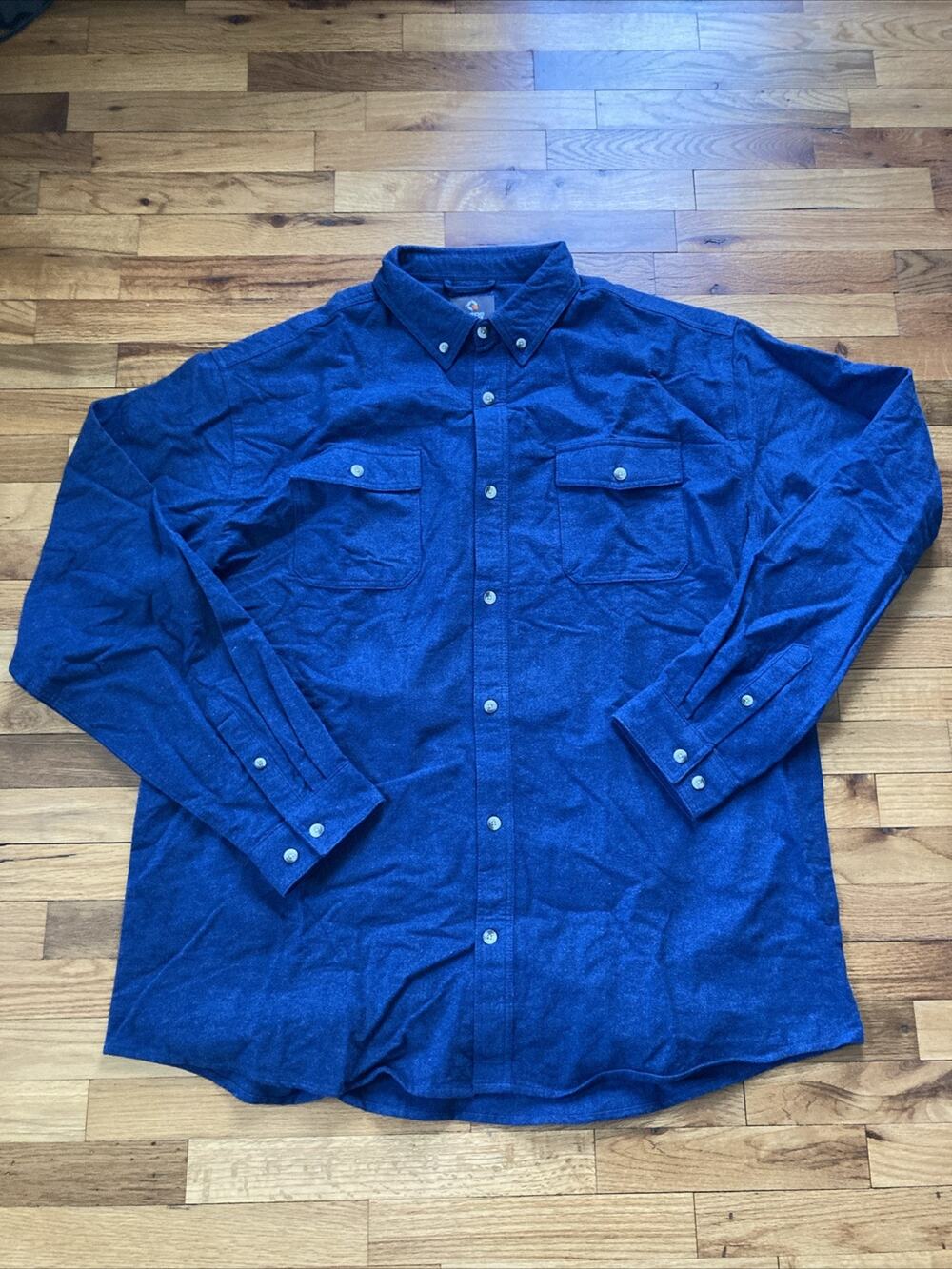 Guide Gear Shammy Shirt Mens 3XT Blue Chamois Soft Outdoor Button Up Long Sleeve
